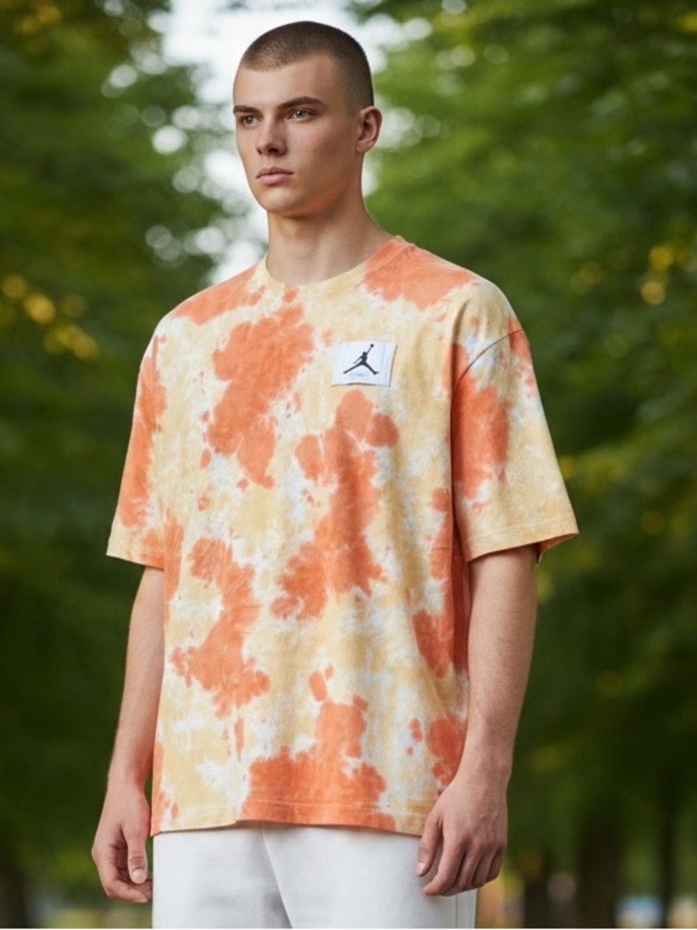 Jordan Orange and Cream Tie-Dye Short Sleeve Tee